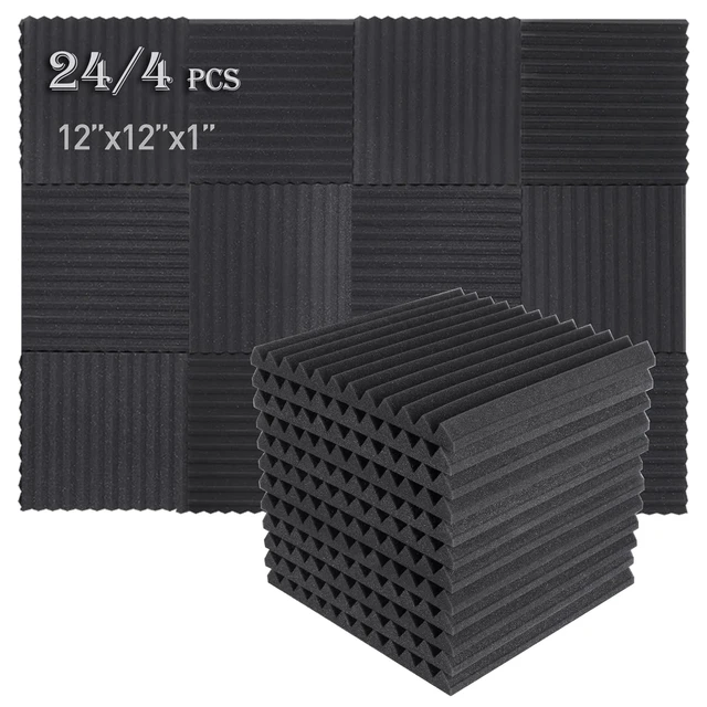 Panneaux Acoustiques Auto-Adhésif, 12 Pack Mousse Acoustique Haute Densité  pour la Décoration Murale et le Traitement Acoustique, Insonorisation