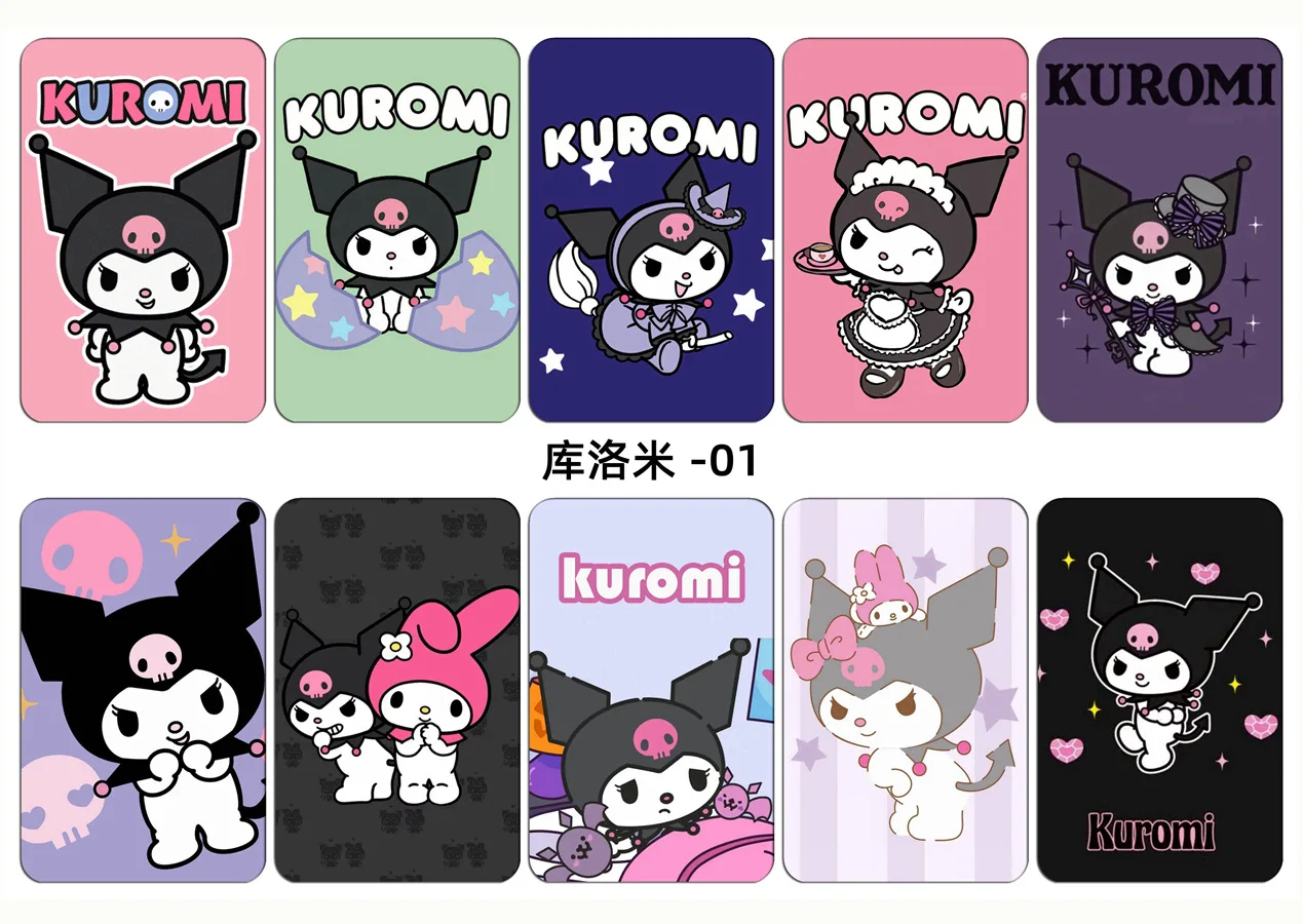 

10 шт. Мультяшные Sanrio Kuromi Melody Cinnamoroll маленькие двойные Звездные автобусные карты приклеивающиеся карты для еды