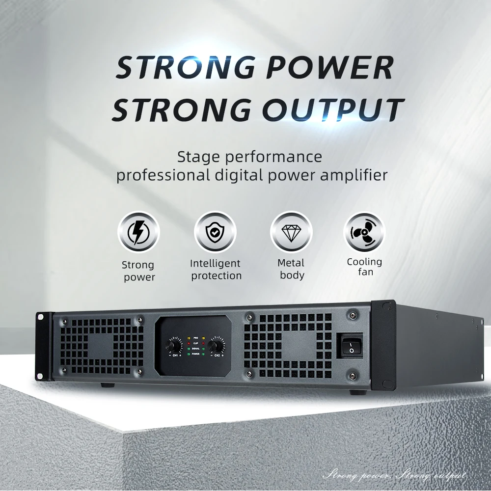 Sound Amplifier Professional 4 Ohm 1100W*4 Digital Power Amplifier 2U DJ Audio Digital Power Amplifier Stage Performances Amp 2/4 channel