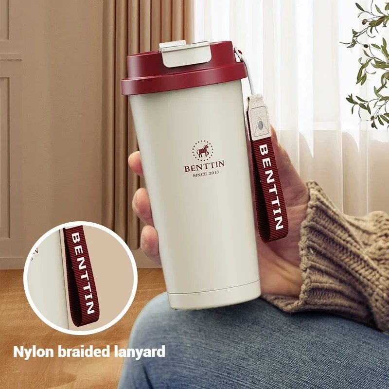BENTTIN insulated cup 17oz coffee cup, girls' high-value gift, straw water cup, 316L inner pot, couple's style