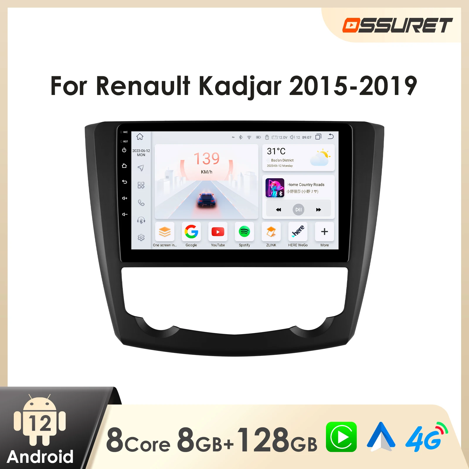 Android Car Radio for Renault Kadjar Multimedia Stereo Android Auto GPS Carplay 7862 Car Intelligent Screen Player