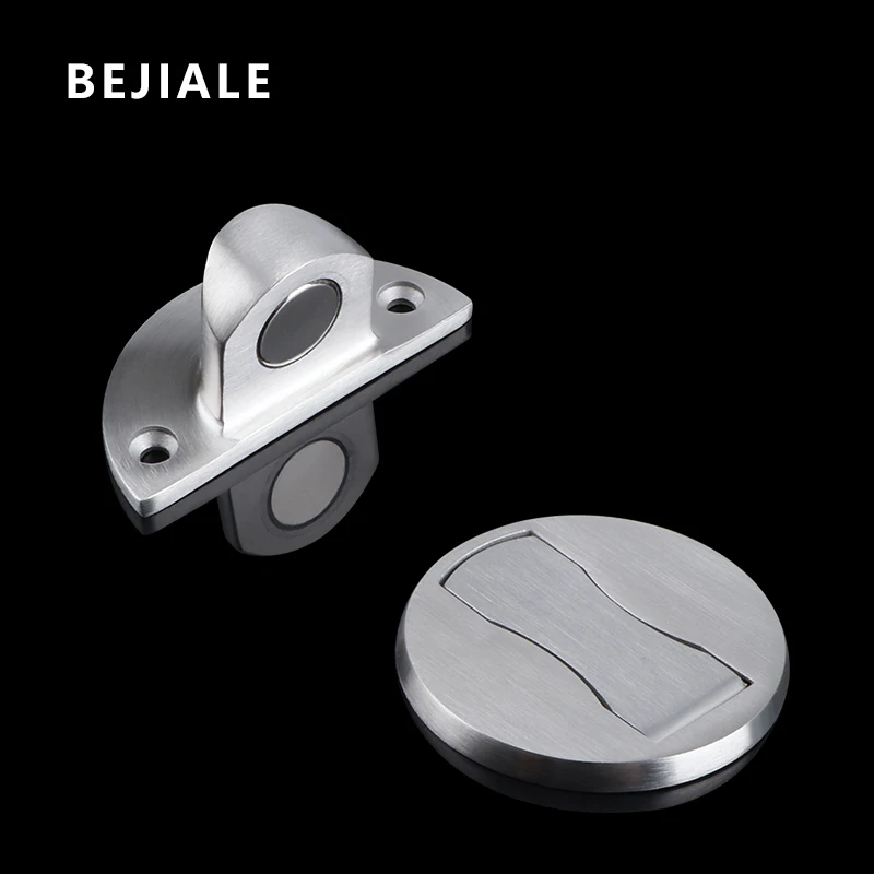 Stainless Steel Invisible Floor Suction No Punching With Glue Anti-collision Door Stop Strong Magnetic Door Suction