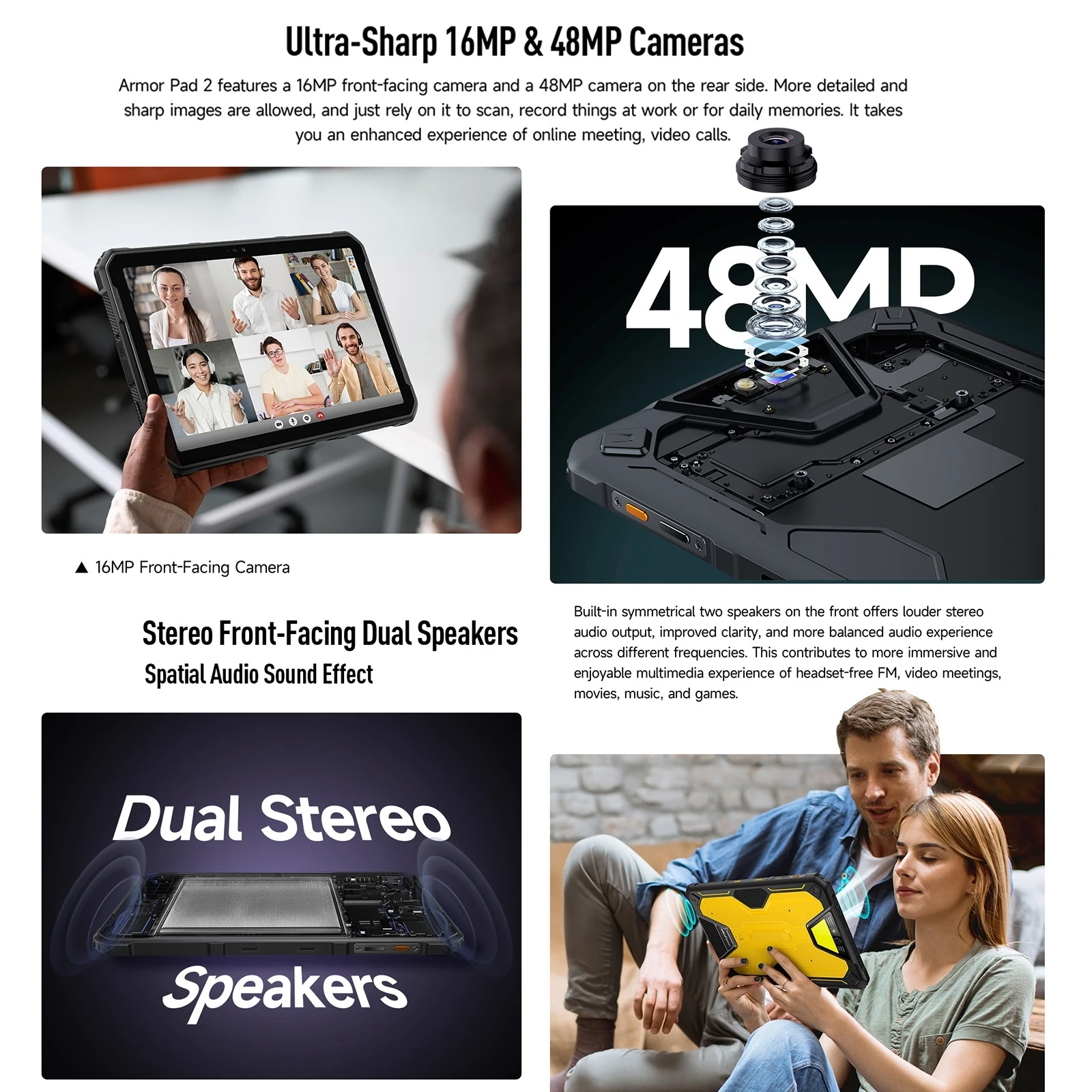 Ulefone Armor Pad 2 Rugged Tablet 11 Inch 2K Up to16GB+256GB Android 13 IP68/IP69K 18600mAh 4G Octa Core NFC Tablet PC