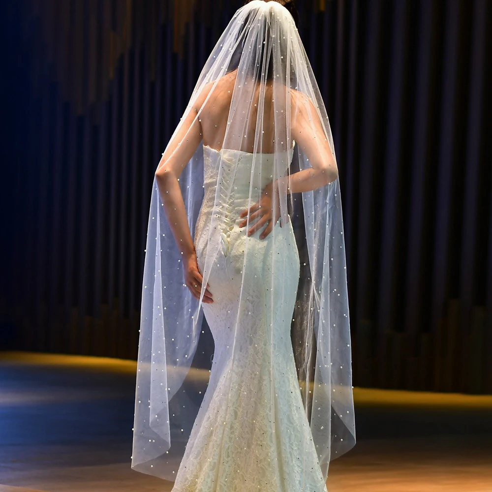 

BL4021 Однослойная мягкая пряжа жемчужная фотосвадебная Фата