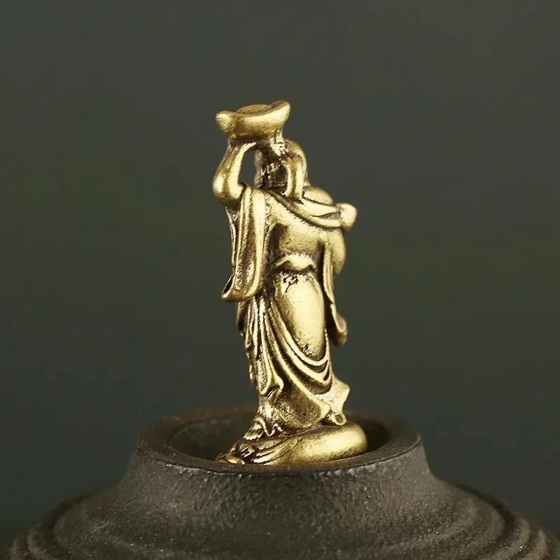 Retro Copper Maitreya Figurines Mini Copper Small Statue Decor Suitable Home Office Desktop Decor Creative Statuary Handicrafts