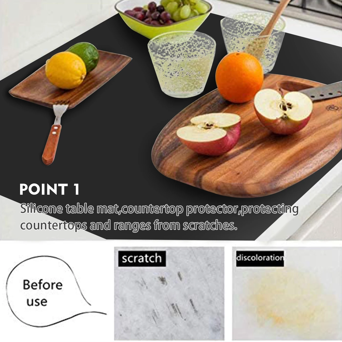 Silicone Kitchen Mat Washable Silicone Placemats Waterproof Non-Slip Countertop Protective Mats 60cm