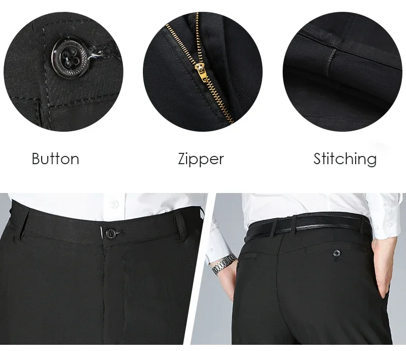 Description Picture 4 of itemNew Spring Autumn Men's Pants High Quality Solid Color Business Casual Long Male Suit Pants Straight Formal Man Trousers