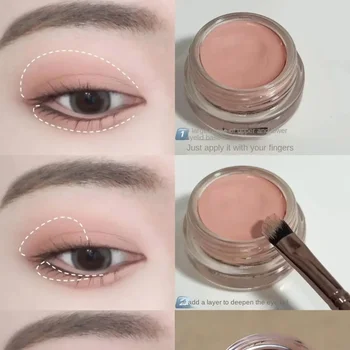 Heallor Matte Nude Eyeshadow Cream Waterproof Silky Smooth Eye Shadow Primer Pigment Pink Brown Eye Makeup Long Lasting Monochro - Thumbnail 2