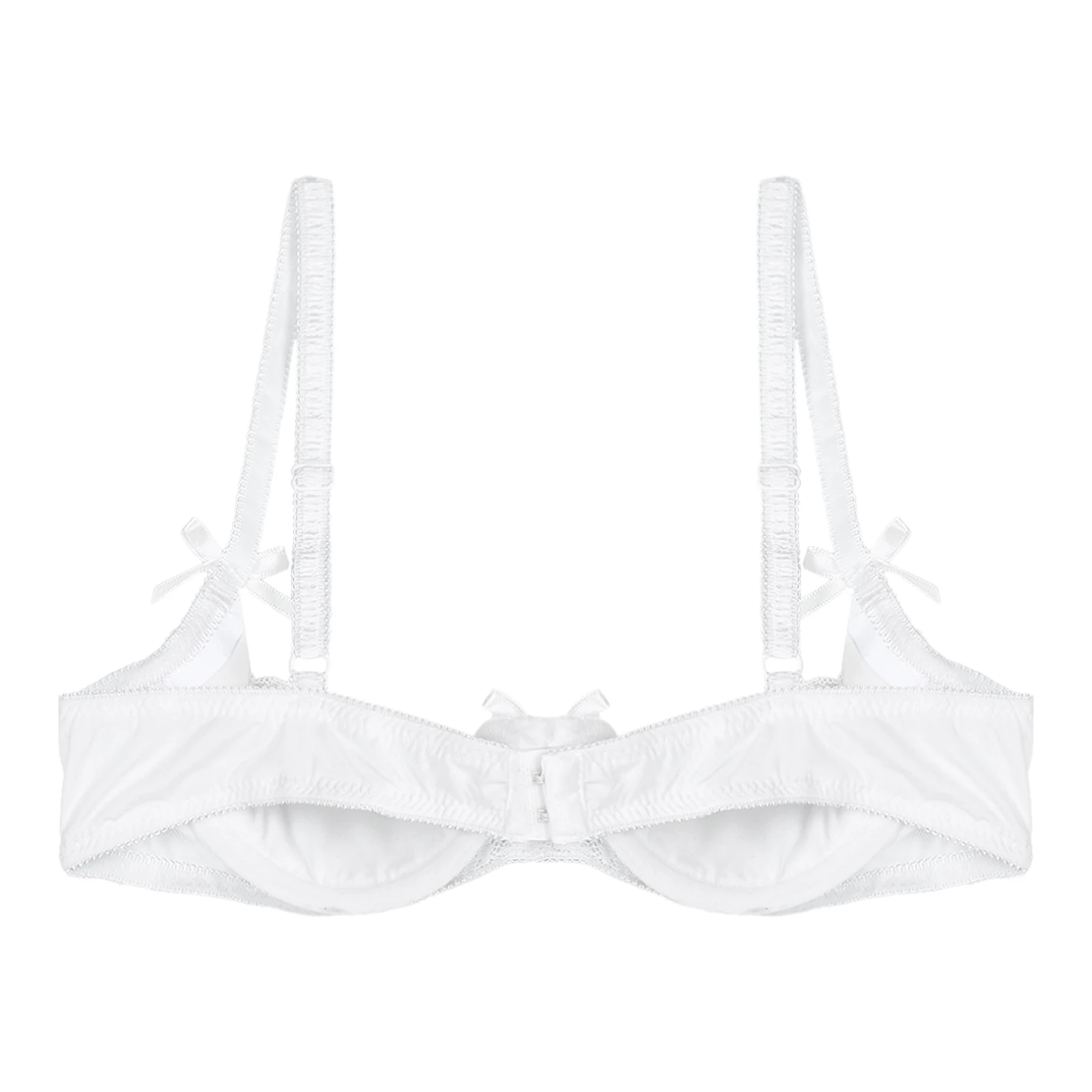 Woman's Underwire Push Up Shelf Bra 1/2 Cup Demi Balconette Hollow Out Unlined Lace Bra Sexy Erotic Open Cup Padded Bustier