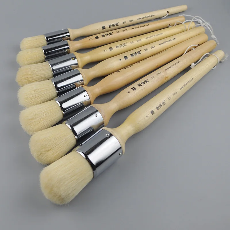 High Elasticity Oil Painting Bristle Hair Paint Brush Set Large Round  Acrylic Painting Brush Bristle Hair Painting Supplies Etui