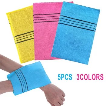 5Pcs Shower Bath Scrub Glove Korean Exfoliating Body Scrubs Shower Towels Wash Cloth Portable For Adults Coarse Grain Brush 1