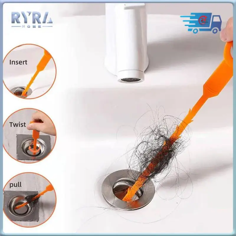 Home Plastic Drain Plunger Hair Clog Remover Tool Cleaning Hooks