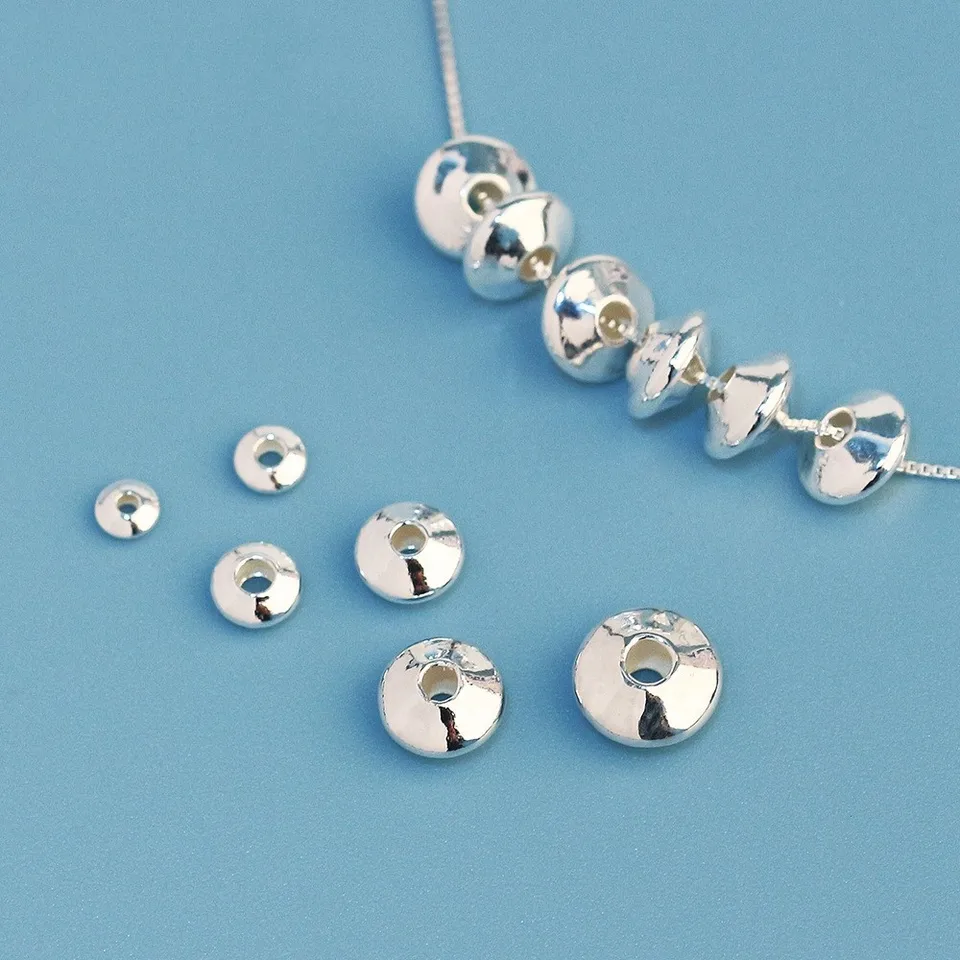 5/10 pezzi autentico argento sterling 925 ipoallergenico piccolo piattino rondelle distanziatore perline sparse per la creazione di gioielli braccialetto fai da te