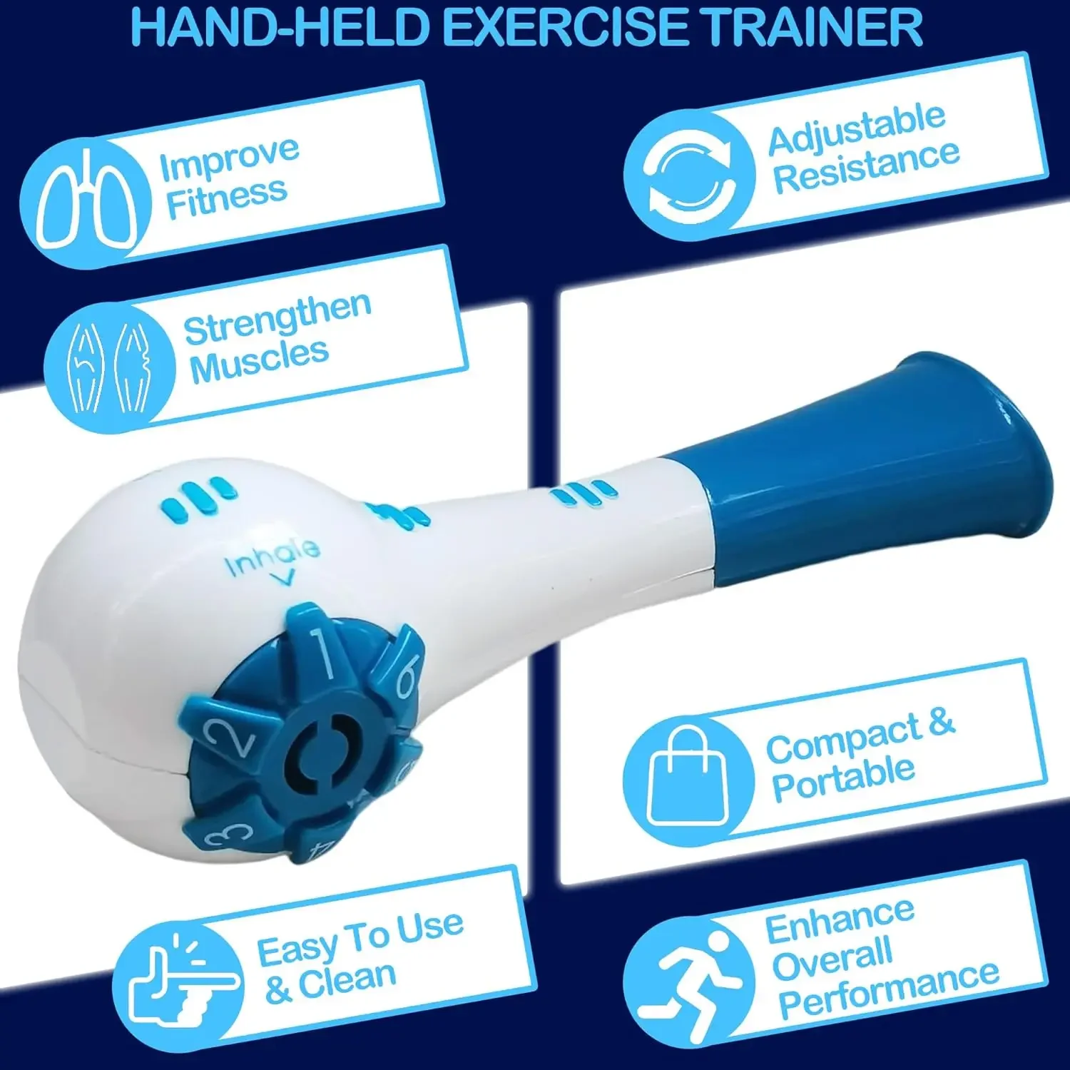 Breathing Exerciser Breathing Exerciser Handheld Lung Expansion Training Tool Adjustable Resistance Improved Vital Capacity Lung Breathing Exerciser