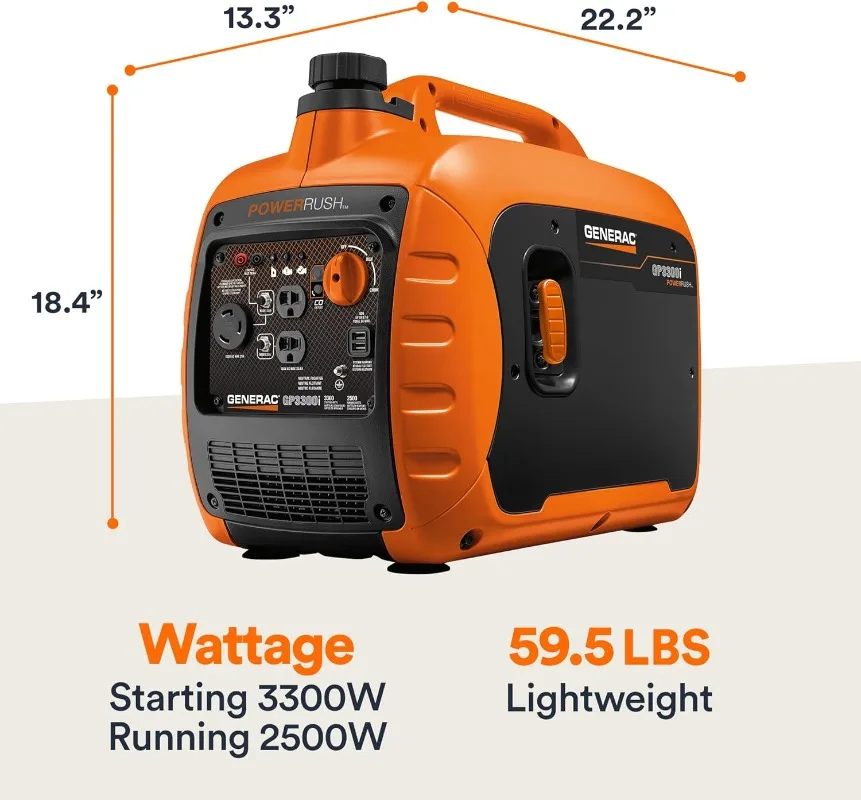 7153 GP3300i 3,300-Watt Gas-Powered Portable Inverter Generator Lightweight Design USB Ports for Mobile Device Charging