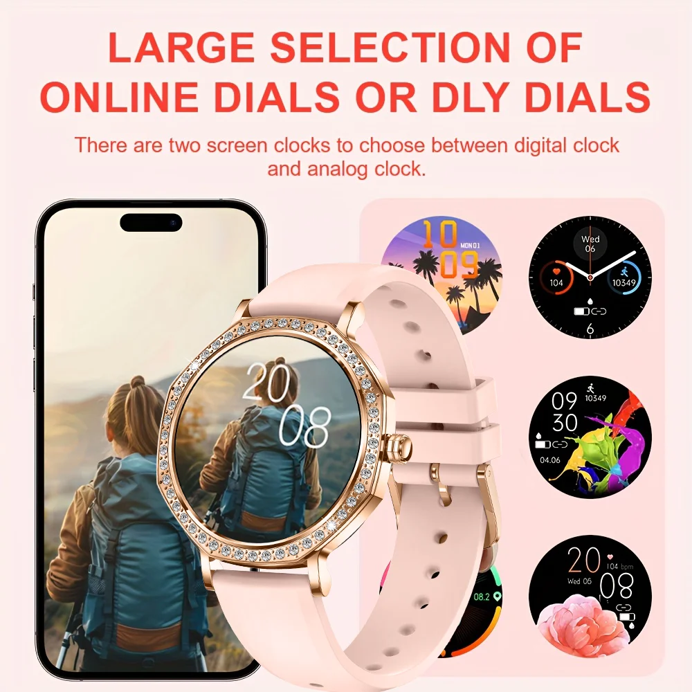 새로운 패션 여성용 스마트워치 AMOLED HD 스크린 블루투스 통화 IP68 방수 안드로이드 및 iOS에 적합 여성용 스마트워치