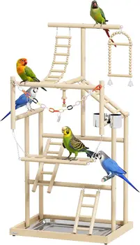 4-Layer Wooden Parrot Playground 1