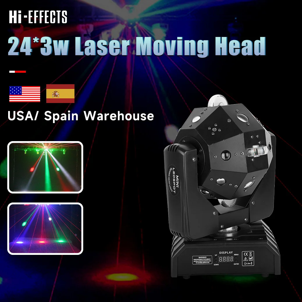 Tanio 24*3W ruchoma głowica światło laserowe kula dyskotekowa DJ wiązka