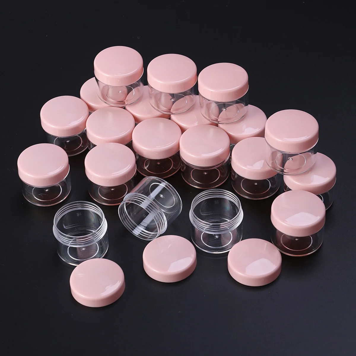 

Mini Portable Round Pot Bottles Cosmetic Travel Sample Empty Container for Facial Cream Shampoo Lotion (Pink)