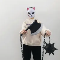 1:1 Himejima Gyomei Swords Meteor Hammer Demon Slayer Sword Broad Axe Knife Cosplay Weapon Props Props Safety PU Tanjirou Swords 2