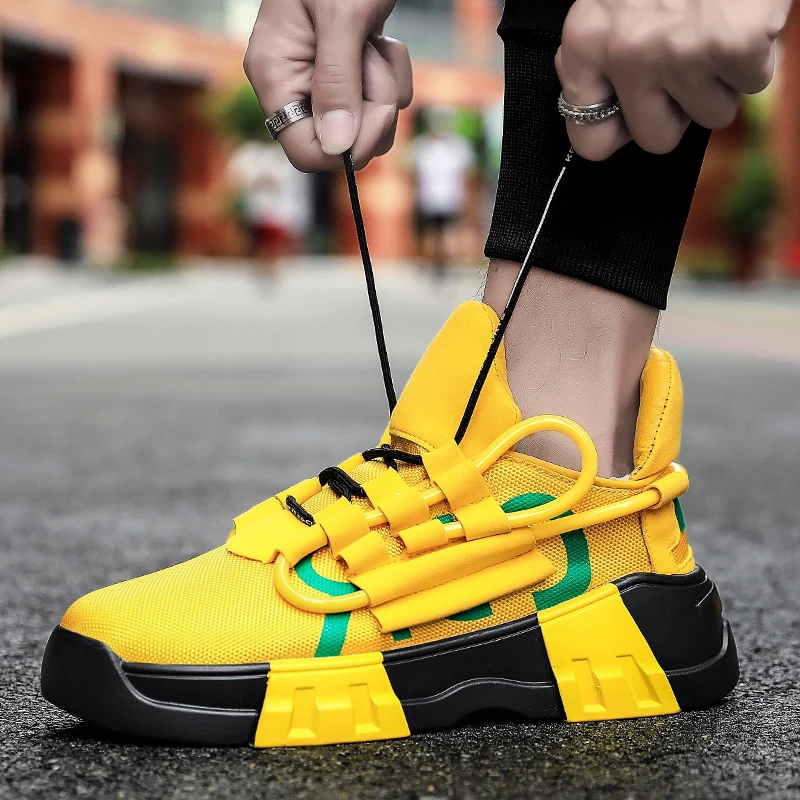 New Yellow Men's Chunky Sneakers Autumn Trendy Designer Sneakers Men Hip  Hop Streetwear Men Platform Casual Shoes tenis hombre - AliExpress