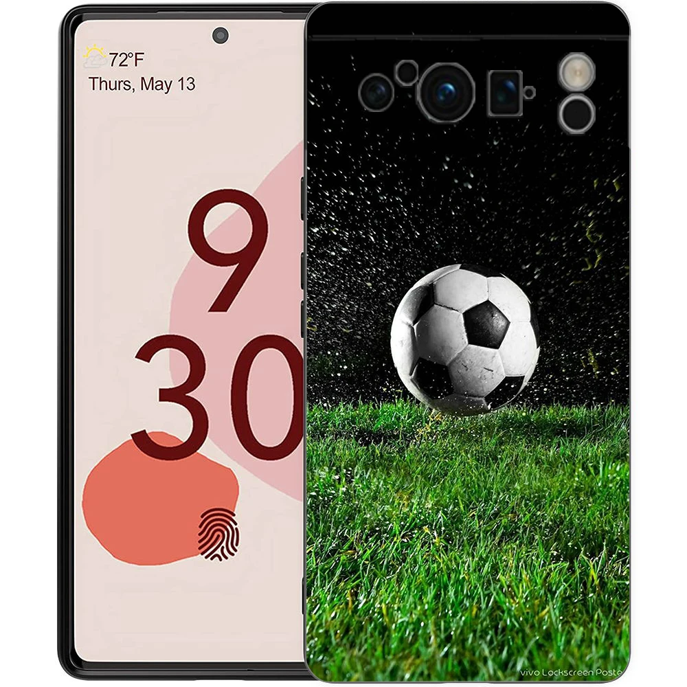 Soccer Ball Passion Shockproof Silicone Phone Case - Black Cover s