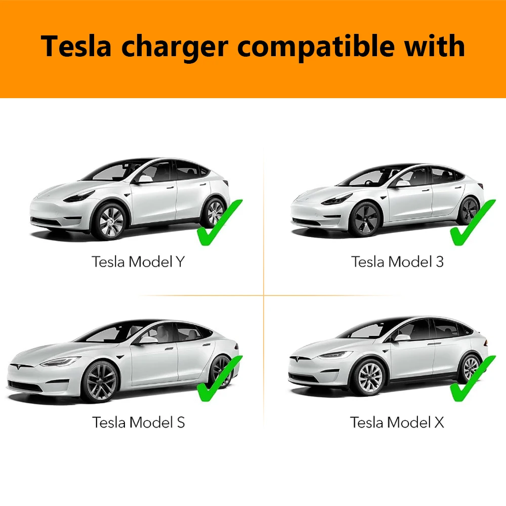 LONLINK 5M Electric Car EV Portable Charger 32A 7KW EVSE Charging Cable 14-50 Plug Controller Wallbox Delayed Charging For Tesla