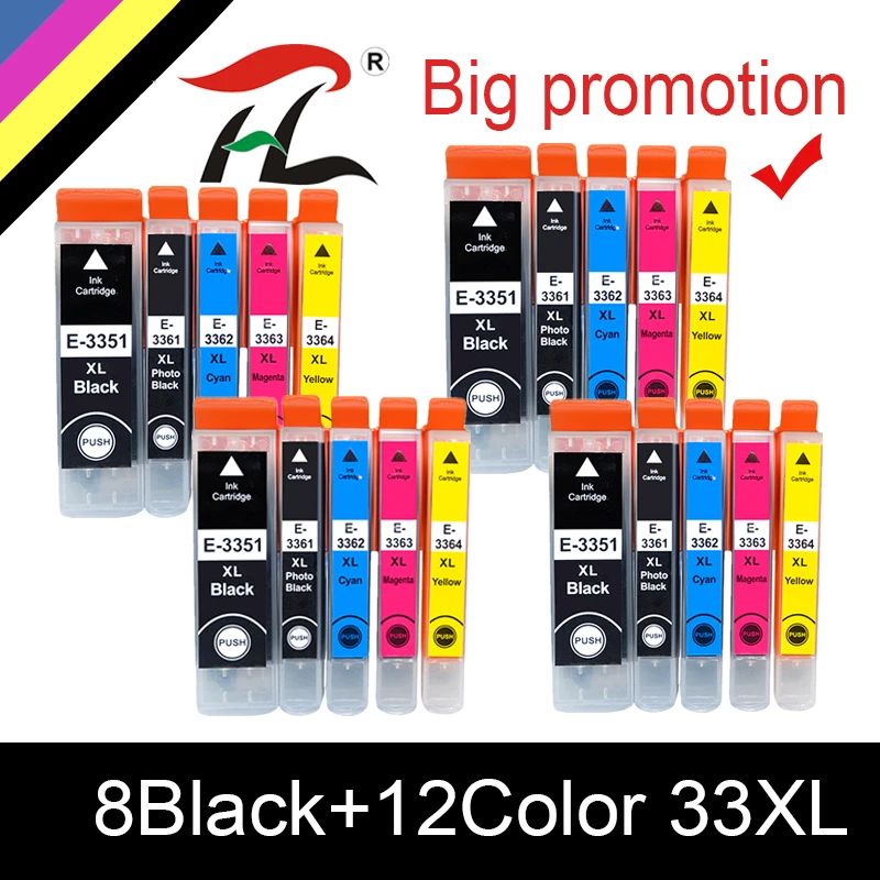 Cartucho de Tinta Epson 33xl 33 Compatível com T3351 T3361 Expression Premium xp 530 540 630 640 635 645 830 900 20pk