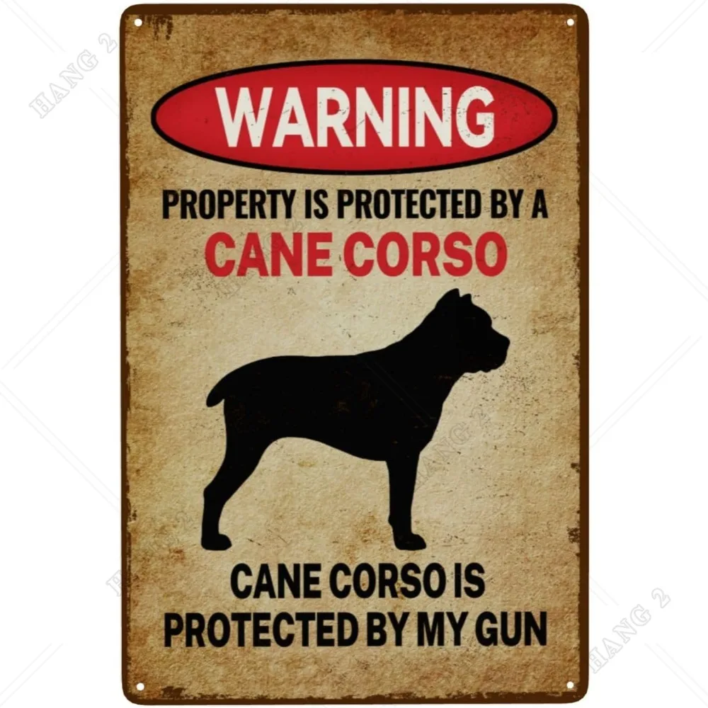 Avvertimento La Proprietà Dei Segni In Metallo Vintage È Protetta Da Cane Corso Signs Funny Tin Sign Retro Gate Fence Decor Gift For Dogs Lovers