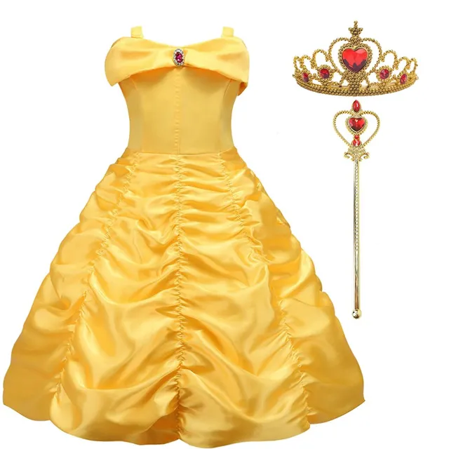 Girl Belle Princess Dress Kids Beauty and The Beast Costume Girl Baby Christmas Princess Birthday Party Fancy Dress 2-10 Years Belle dress D set 2