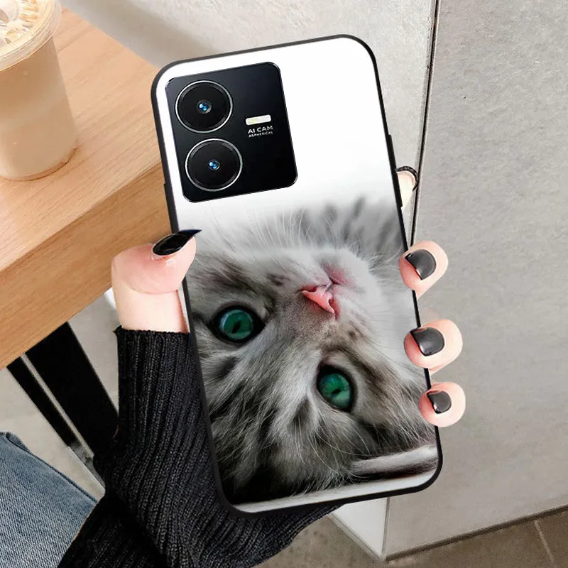 Wolf Cat Soft Silicone Shockproof Phone Cover, Black Bumper.