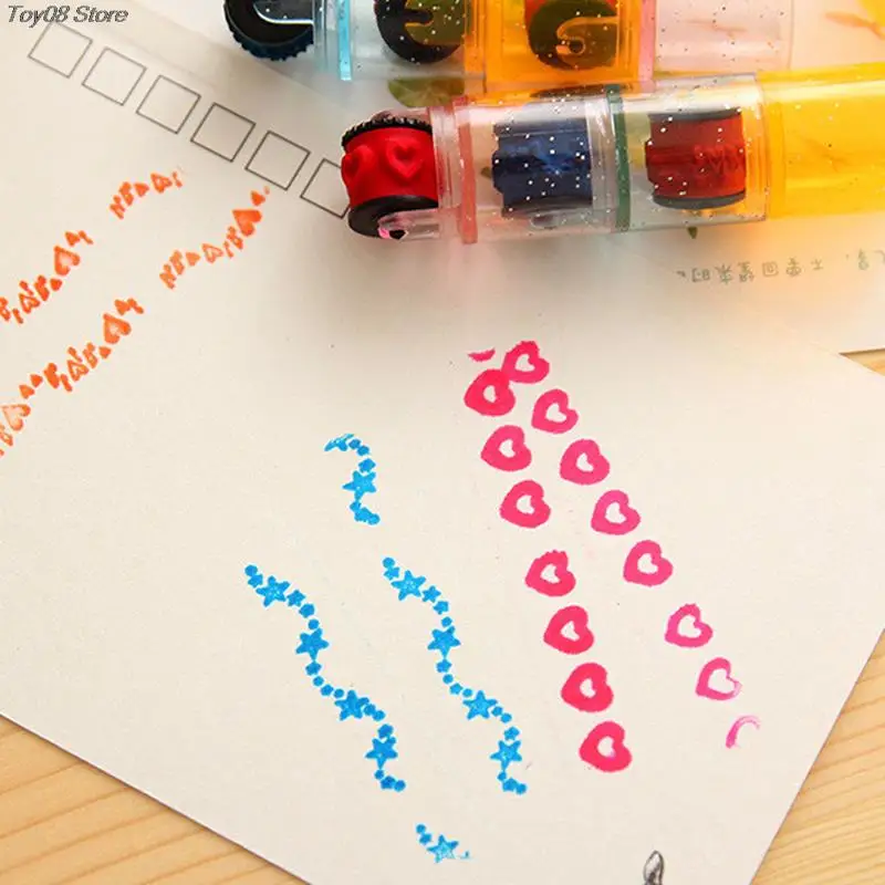 Mini Ink Stamp Roller Seal 3pcs/set Fun Kids Toy DIY Supplies self ink stamps