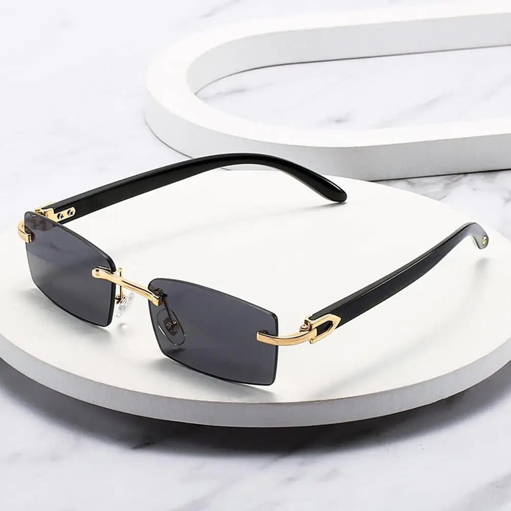 

Trendy Punk Rimless Rectangle Sunglasses Men Women Shades Fashion Gradient Sports Style Outdoor Driving Eyewear UV Goggles