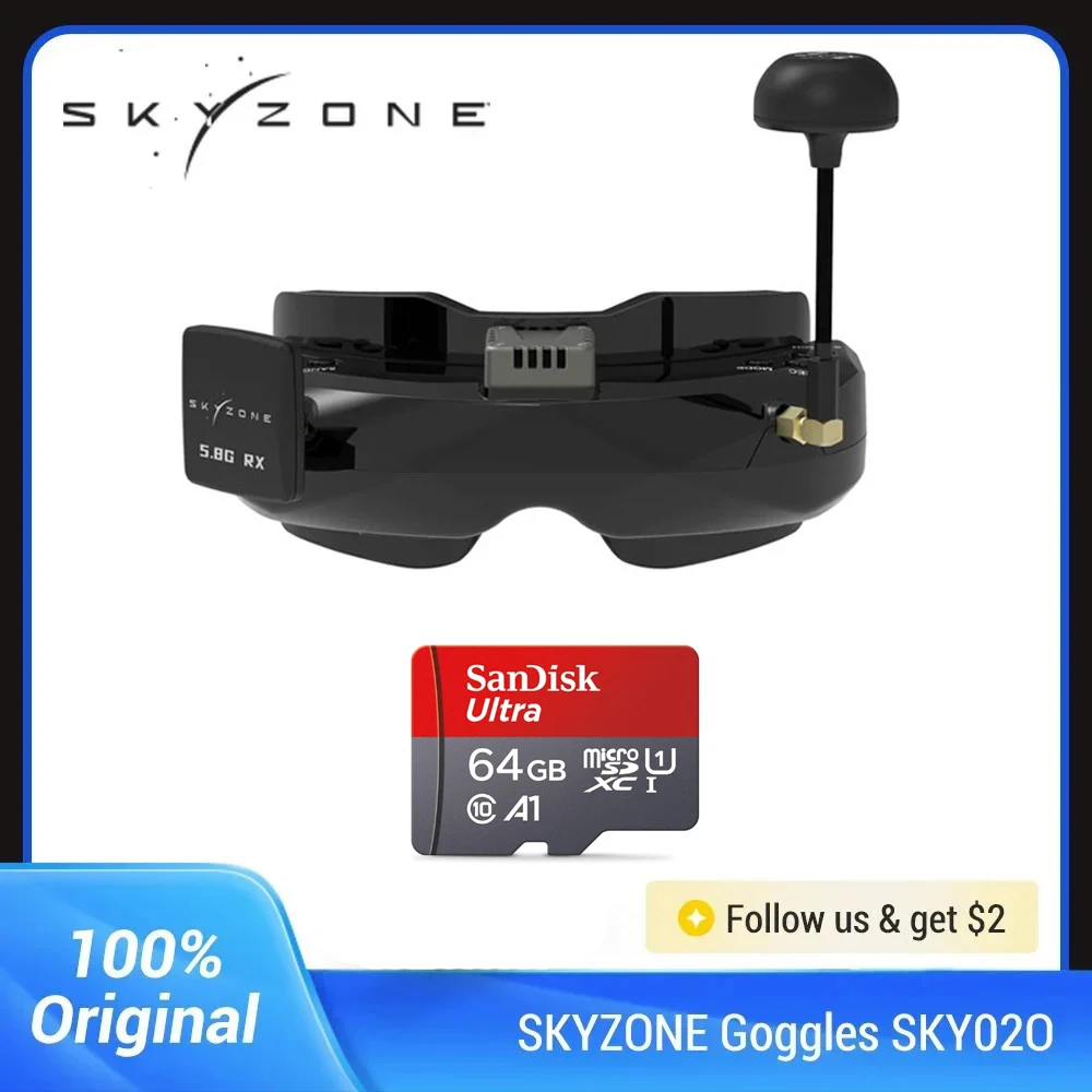 SKYZONE SKY02O FPV GOGGLES 640X400 OLED 5.8G 48CH V3.3 Steadyview RX Head Tracking Drone Goggles Accessories for RC Racing Drone Airplanes
