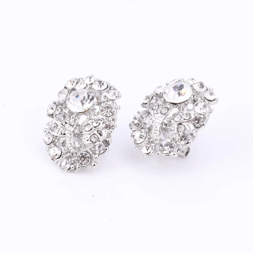 Nigerian Wedding African Beads Jewelry Sets Crystal Necklace Sets Silver Color Jewelry Set Wedding Accessories Party bridal jewelry sets