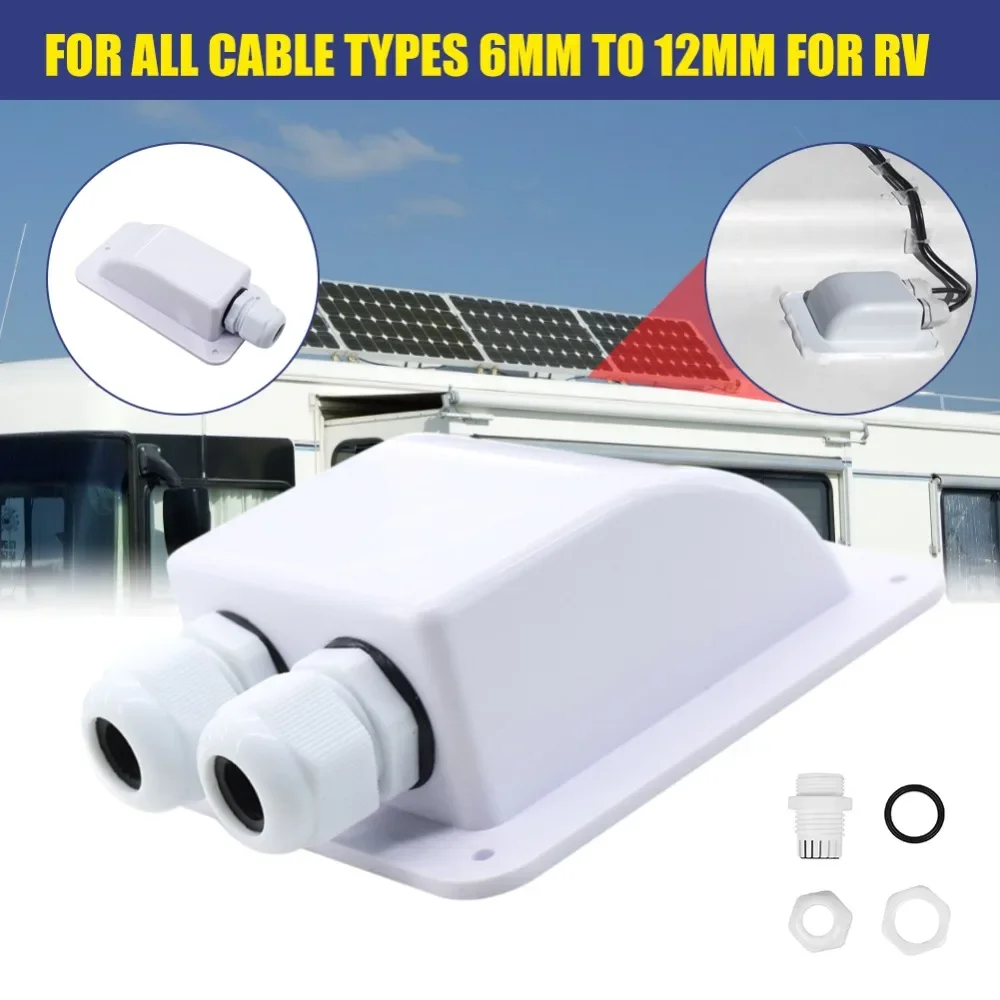 Single/Double Wire Entry Gland Box Solar Panel Roof Wire Entry Gland Box Cable Motorhome White Black RV Yacht Car Accessories Cable Management Tray Cable Management