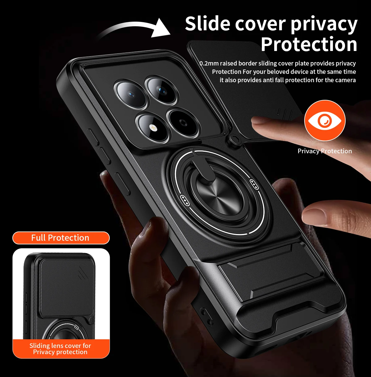 Armored Hard Shell Phone Case with 360° Rotating Magnetic Ring Holder