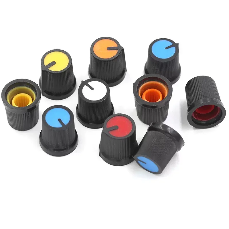 

10pcs WH148 Electric Knob Cap AG3 Potentiometer Knob Switch Cap Plum Handle 15X17mm AG3 Handle 6MM Black Red Yellow Orange White