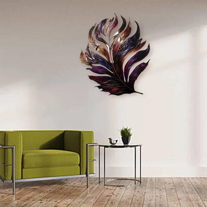 

Metal Wall Art For Bedroom Metal Feather Decoration Iron Flat Living Room Wall Patio Decorations Hanging Feather Statue Decor