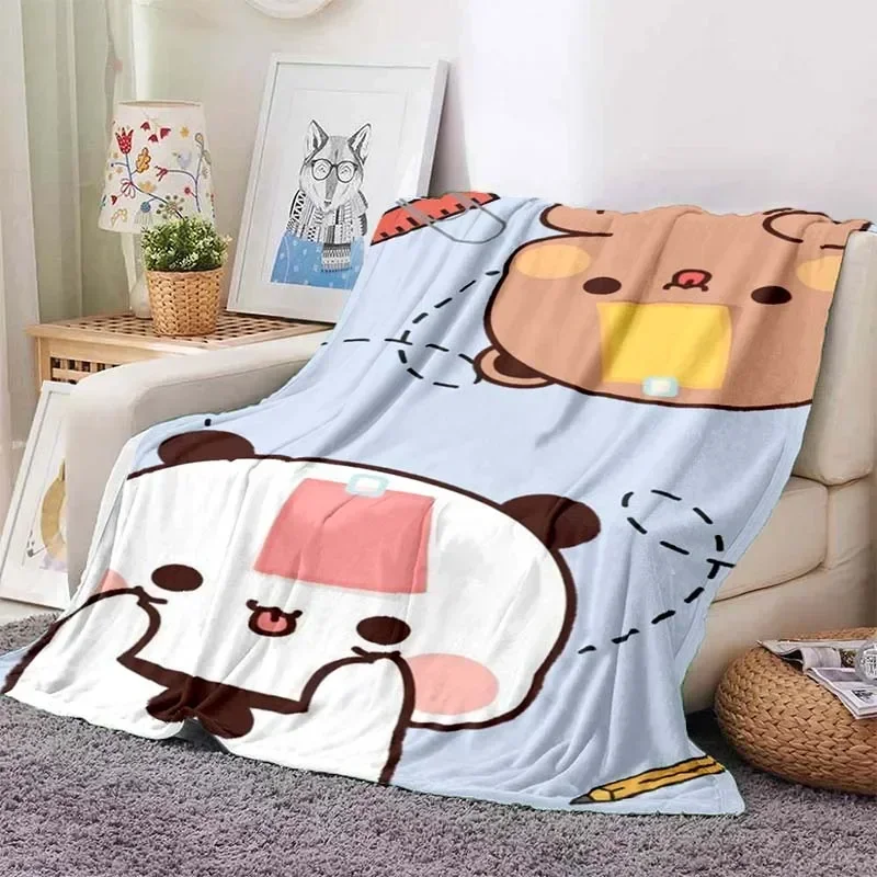 Cute Bubu and Dudu Series Blanket Cartoon Print Kids Warm Flannel Soft Comfortable Home Travel Blanket Bed Blanket Birthday Gift 2