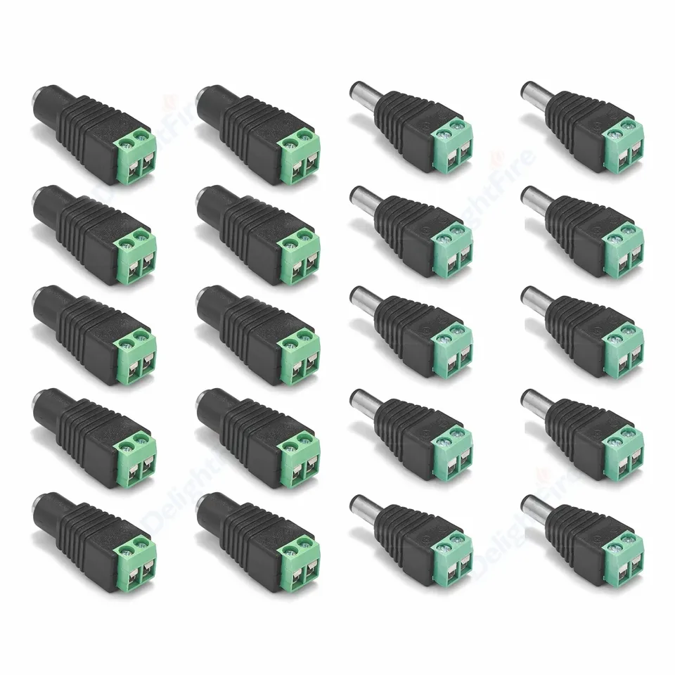 3-100pcs Female Male DC Connectors 5.5mm*2.1mm DC Jack 5V 12V DC Power Connector For LED Strip Light CCTV Camera AC Adapters
