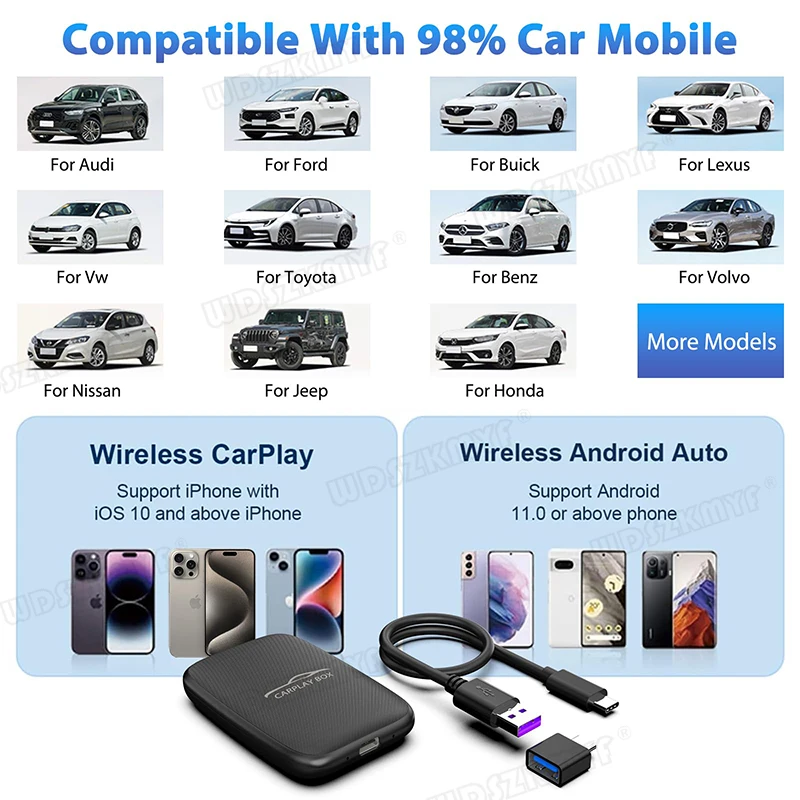 4 in 1 Smart Box Wireless Carplay Android Auto Adapter Wired Android Auto Cars Smart Ai Box WiFi TF Card For Netflix Youtub 6 4 in 1 Smart Box Wireless Carplay Android Auto Adapter Wired Android Auto Cars Smart Ai Box WiFi TF Card For Netflix Youtub - Image 6