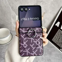 Magnetic Ring Holder Phone Case with Shockproof Hinge Protection and MagSafe Compatibility - Galaxy Z Flip5 (Purple)