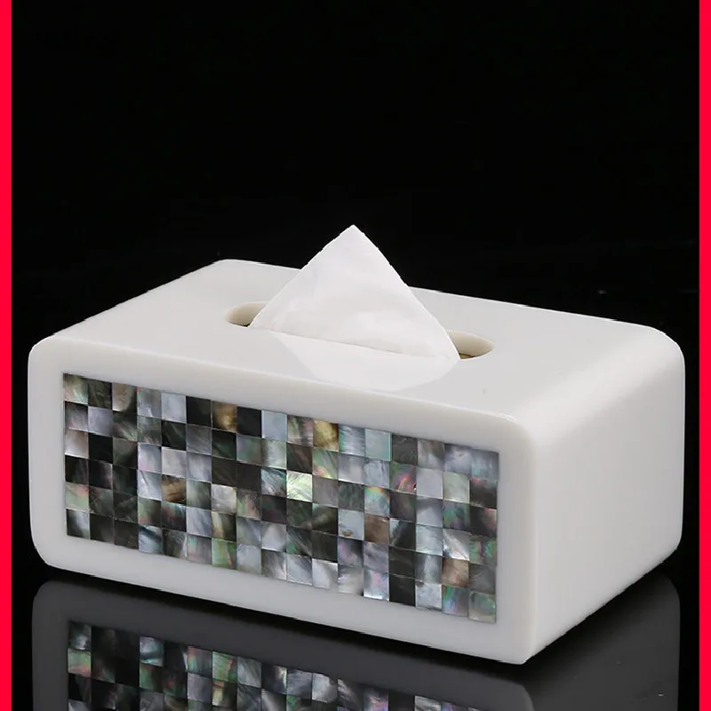 

Black and White Shell Series Resin Napkins Napkin Holder Kitchen Accessories Tissue Holder Portable Home Restaurant Storage