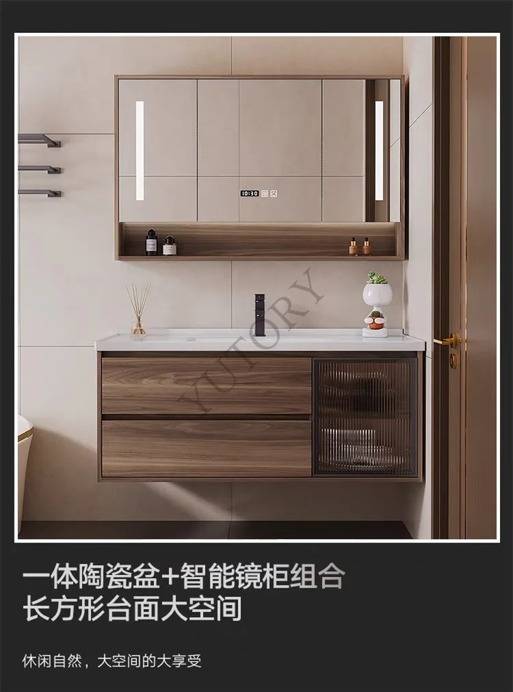 Bathroom Cabinet Ceramic Integrated Basin Combination Smart Mirror Cabinet Toilet Hand Wash Face Wash Table Bathroom