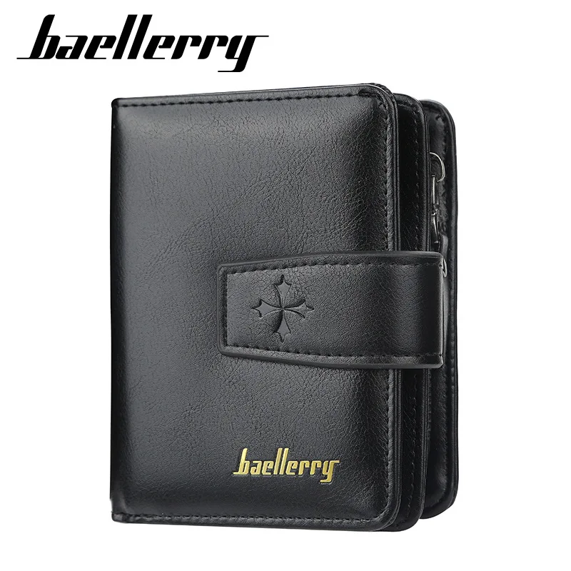 New Men's Wallet Elegant Business Vertical PU Zippered Purse Small Leather