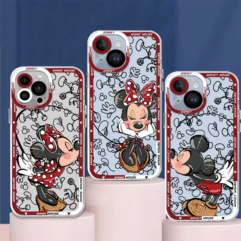 Custodia Per Telefono Disney Mickey Minnie Love Per Samsung Galaxy S23 Ultra S24 S22 Plus Note 10 Plus S10 S20 Plus S21 S20Fe Cover In Silicone