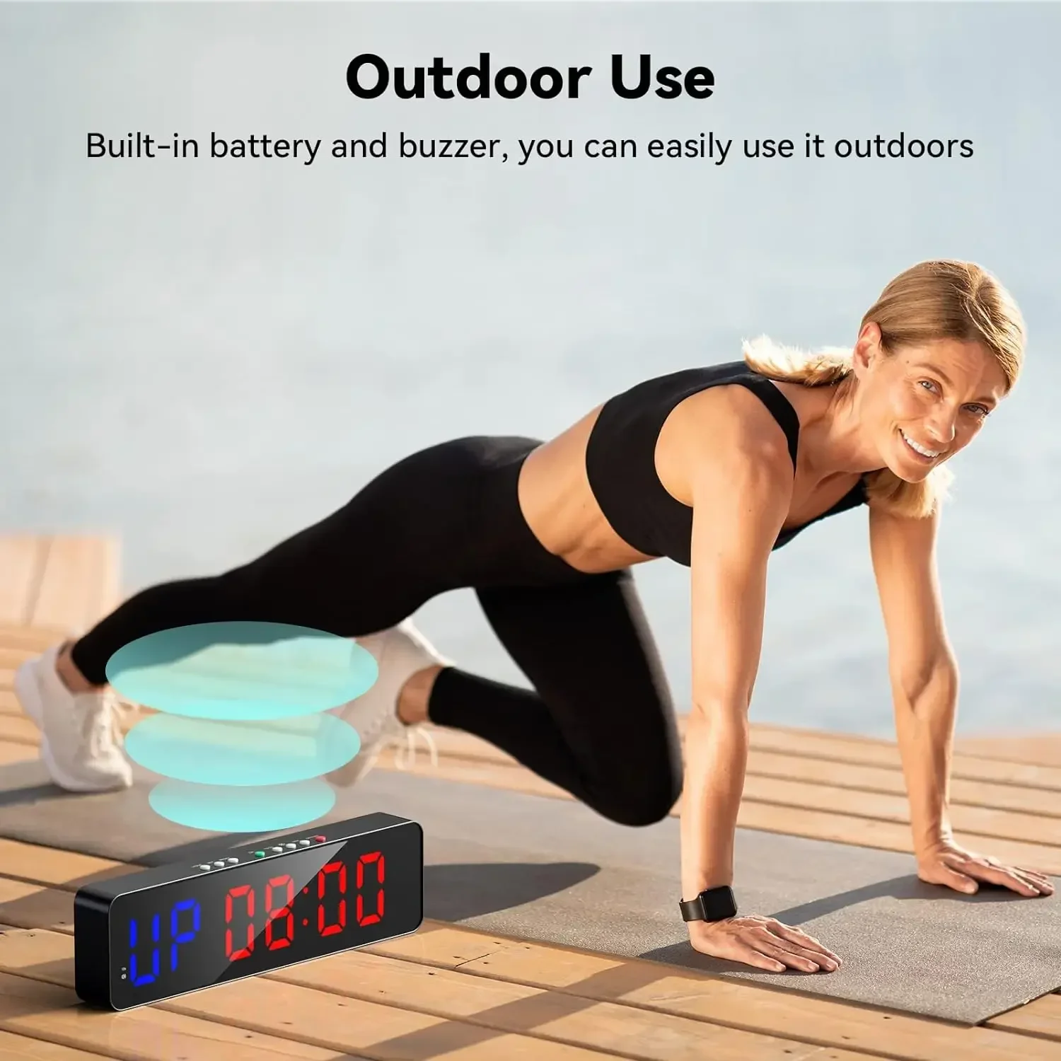 Remote Gym Timer 2 inch Ultra-Clear Interval Time Timers with LED Countdown/Up Wall Clock Battery Power Fitness Timer Stopwatch 6