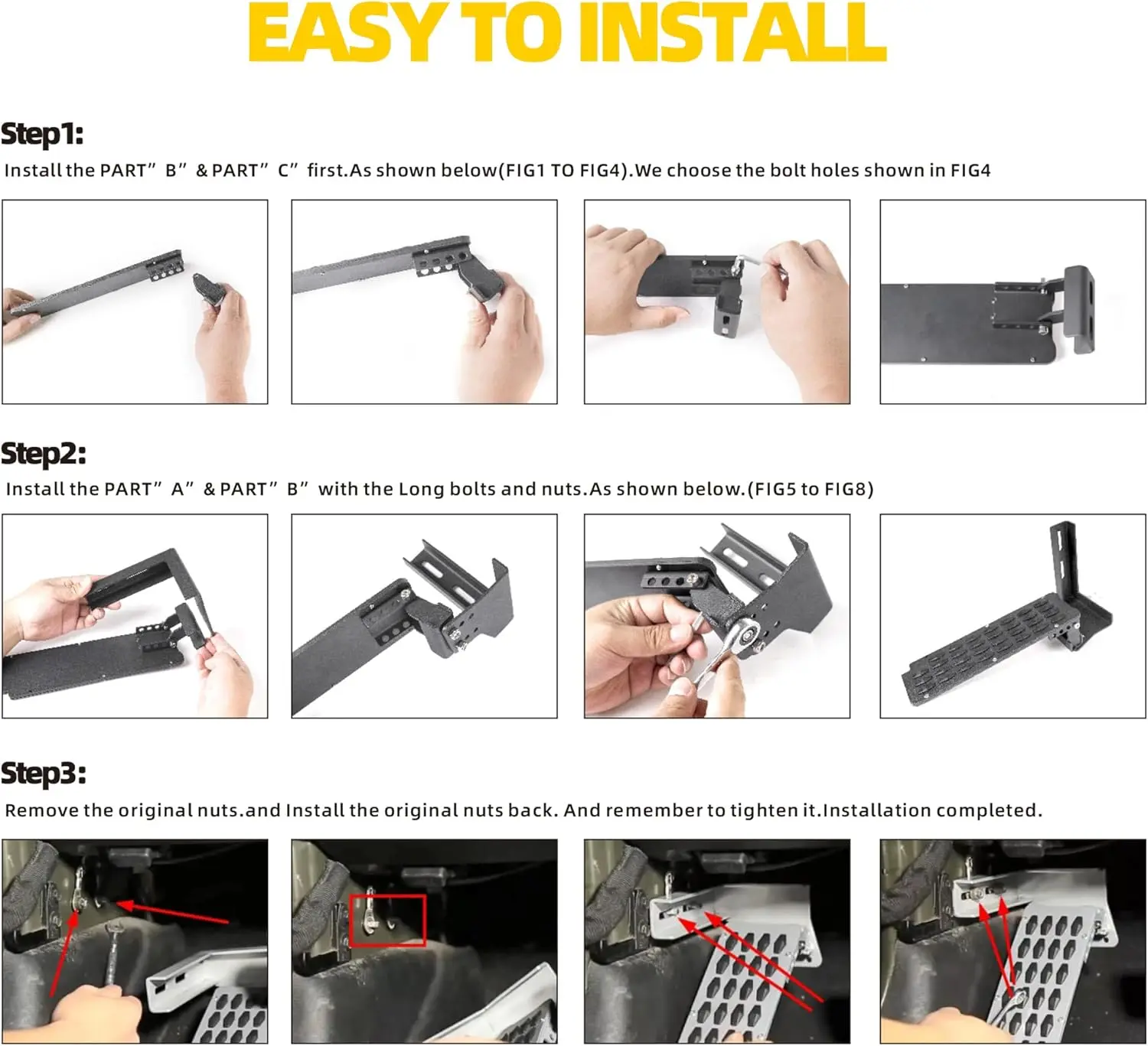 Internal Dead Pedal Driver Left Foot Rest Pedal Compatible with 2007- Jeep Wrangler JK & JKU