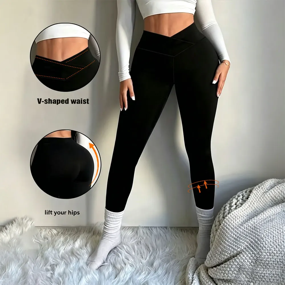 V-Taille Mode-Yogahose Neue Hochgeschnittene Schlanke Passform Yoga-Sweathose Damen Fitness Weiche und Elastische Stretch-Sporthose